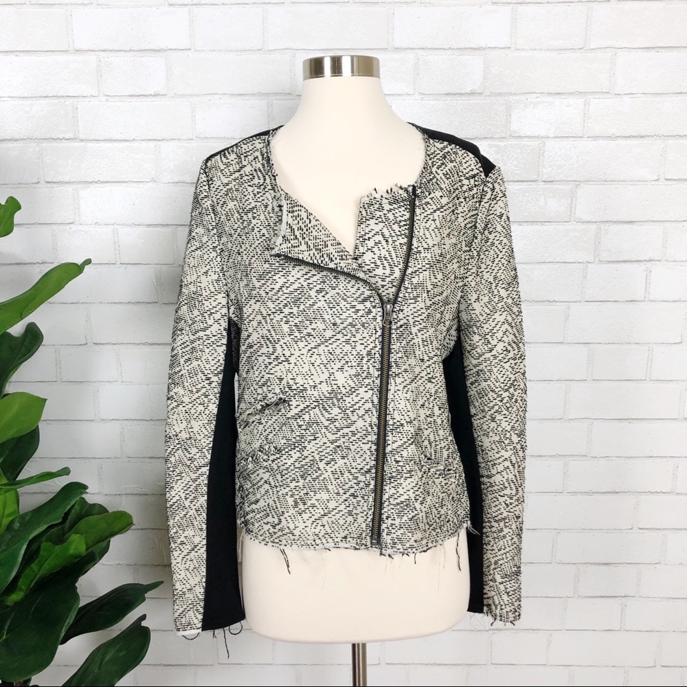 Rebecca Minkoff Ponte Ryder Cream Moto Jacket Sz L